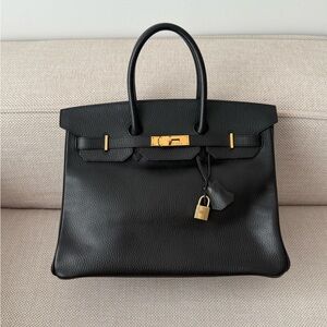 HERMÈS Black Ardennes Leather Birkin 35 GHW Square B
